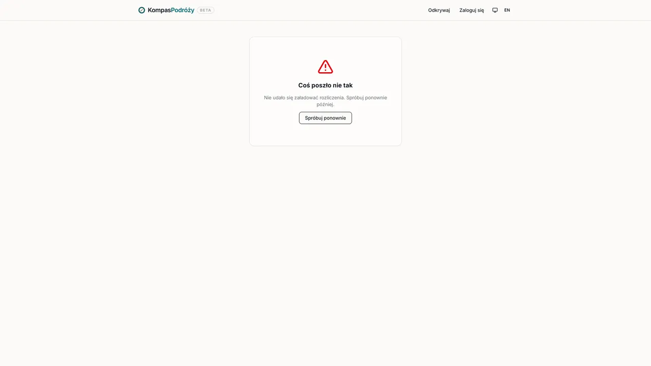 Publiczny link do rozliczenia wyjazdu — kwota do zapłaty, lista wydatków i dane wycieczki.